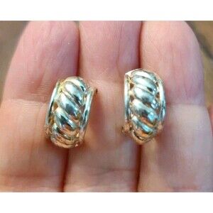 JTS STERLING SILVER HOOP EARRINGS FINE SIGNED 925 ~1/2"